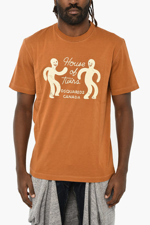 Baumwoll-T-Shirt mit Rundhalsausschnitt und Druck