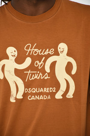Baumwoll-T-Shirt mit Rundhalsausschnitt und Druck