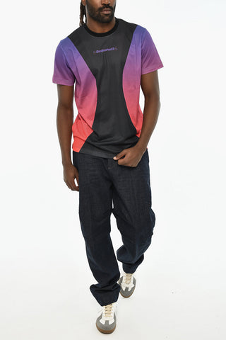 Perforated Crewneck T-Shirt with Faded Details