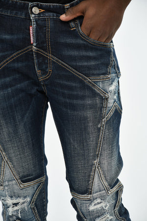 Stonewashed Jeans with Distressed Effect 15cm