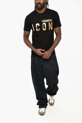 ICON Cotton Crew-Neck T-Shirt with Gold-Effect Logo
