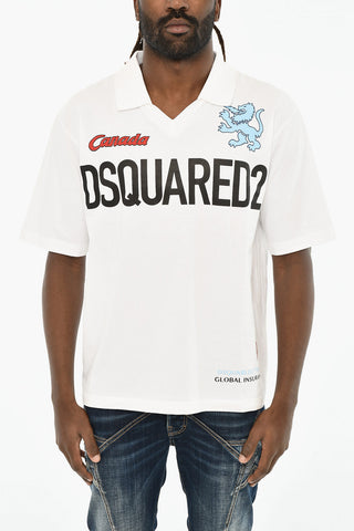 Baumwoll-T-Shirt mit Rundhalsausschnitt und Polokragen