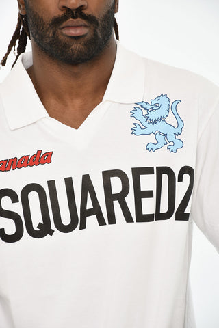 Baumwoll-T-Shirt mit Rundhalsausschnitt und Polokragen