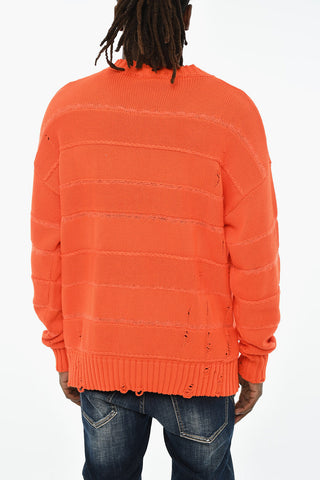 Maglia Girocollo In Cotone Effetto Vintage