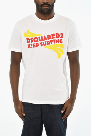 Baumwoll-T-Shirt mit Rundhalsausschnitt und Druck