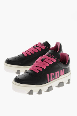 ICON Low-Top-Sneaker aus Leder mit verblasstem Monogramm