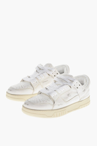 Low Vintage-Effect Leather Sneakers