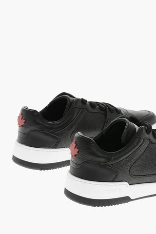 Pebbled Leather Low-Top Sneakers SPIKER