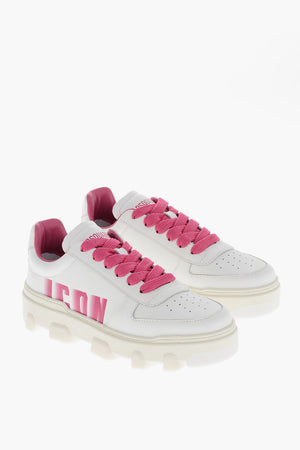 ICON Sneakers Basse BASKET in Pelle con Suola Logata e Dettagli a Contrasto