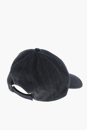 Cappello Baseball in Denim con Logo in Rilievo