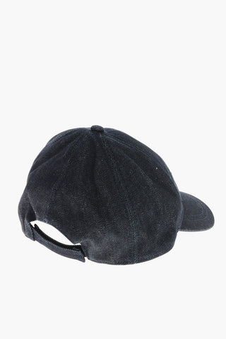 Cappello Baseball in Denim con Logo in Rilievo