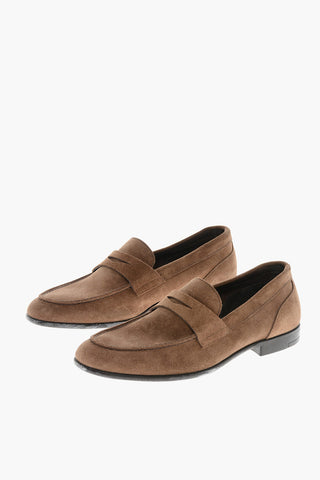Leather Suede Loafers With Rubber Soles