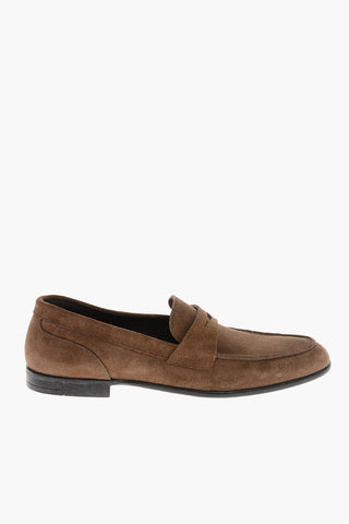 Leather Suede Loafers With Rubber Soles