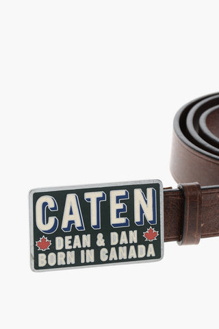 Leather Belt with 30mm Logo Buckle