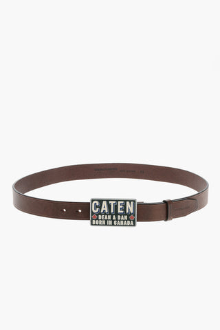 Leather Belt with 30mm Logo Buckle