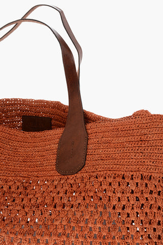 Raffia Maxi Tote Bag HAVANA with Leather Trims