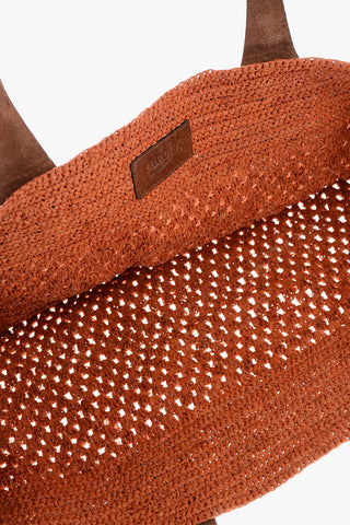 Raffia Maxi Tote Bag HAVANA with Leather Trims