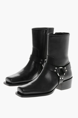 Stivaletti in Pelle con Dettaglio in Metallo