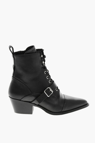 Leather Biker Ankle Boots KATY with 5.5cm Heel