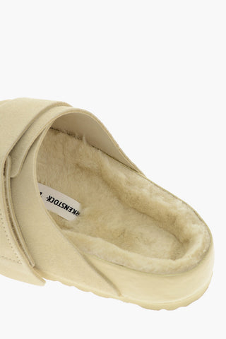TEKLA Sandali In Suede con Interno in Pelliccia