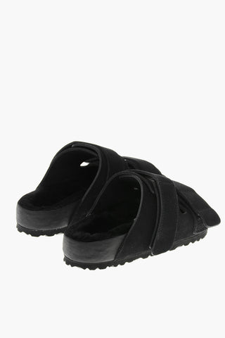 TEKLA Sandali In Suede con Interno in Pelliccia