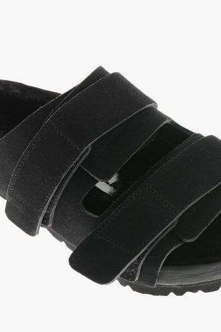 TEKLA Sandali In Suede con Interno in Pelliccia