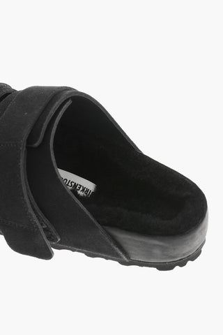 TEKLA Sandali In Suede con Interno in Pelliccia