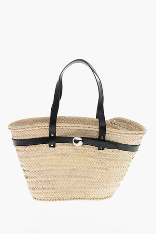 Tote aus Palmblatt mit Lederdetails