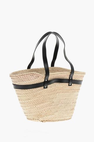 Tote aus Palmblatt mit Lederdetails