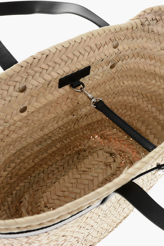 Tote aus Palmblatt mit Lederdetails
