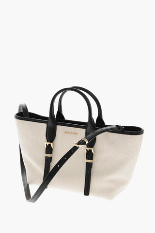 MICHAEL Fabric Tote Bag with Leather Trim