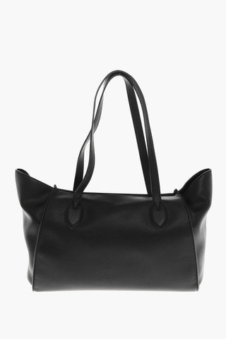 LOVE Textured Faux Leather Tote Bag with Chain