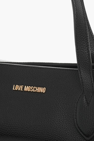 LOVE Textured Faux Leather Tote Bag with Chain