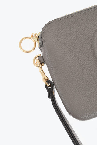 Hammered Leather Clutch with Wrist Strap