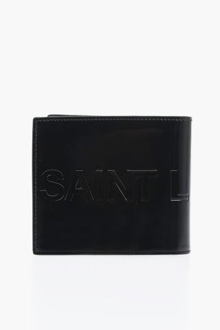 Brushed Leather Bifold Wallet with Embossed Logo