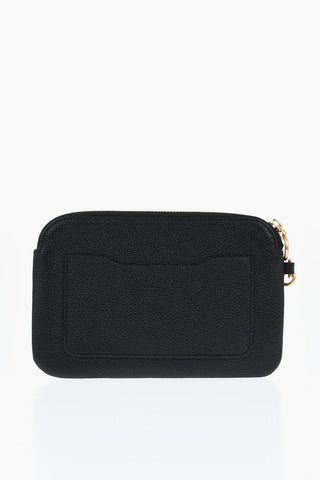Textured Leather Clutch with Wrist Strap