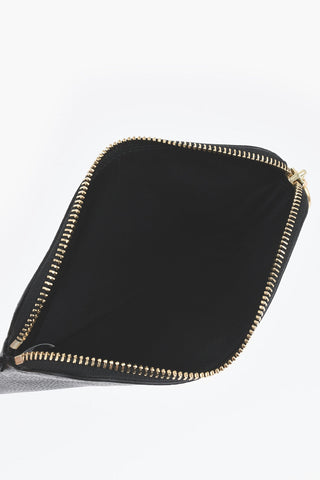 Textured Leather Clutch with Wrist Strap