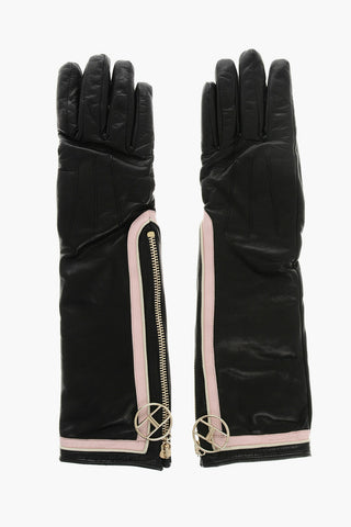 Lange Lederhandschuhe mit Reißverschluss