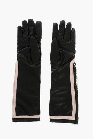Lange Lederhandschuhe mit Reißverschluss