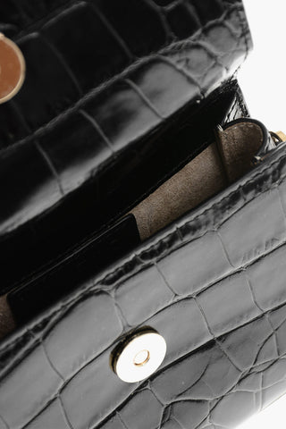 Mini Borsa FLAX CIRCULAR In Pelle Effetto Coccodrillo 