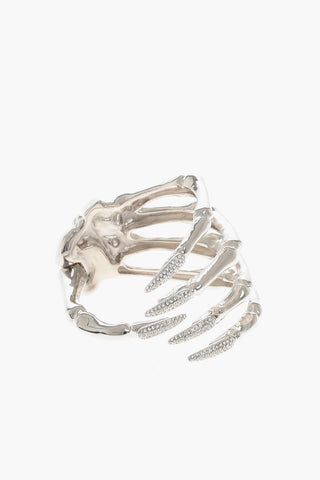 Bracciale SKELETON HAND in Metallo Lucido con Dettagli Impreziositi da Strass