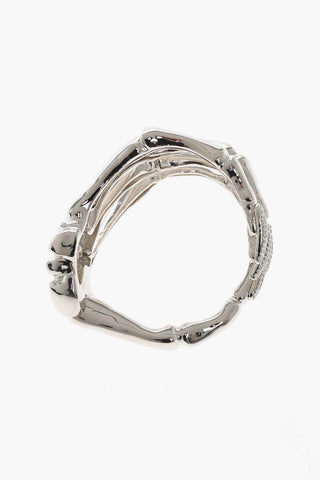 Bracciale SKELETON HAND in Metallo Lucido con Dettagli Impreziositi da Strass