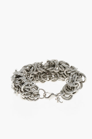 Kettenarmband SPACE FLOWER aus versilbertem Metall mit strassbesetztem Detail