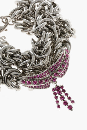 Chain Bracelet SPACE FLOWER in Silver-Tone Metal with Strass-Embellished Detail