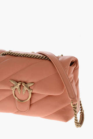 Puff Leather Shoulder Bag with Gold-Tone Logo