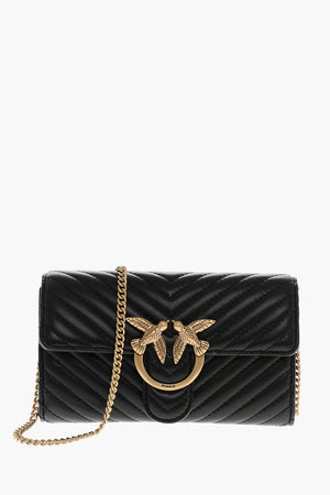 Quilted Leather Bag with Gold-Effect Chain