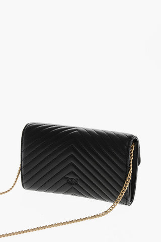 Gesteppte Ledertasche mit Kette in Goldoptik