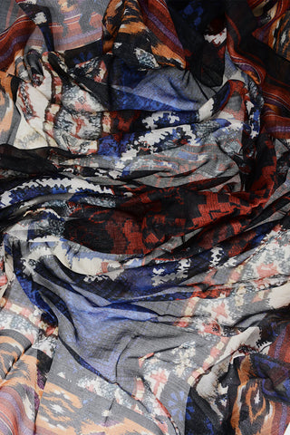 Patterned Cotton and Silk Scarf
