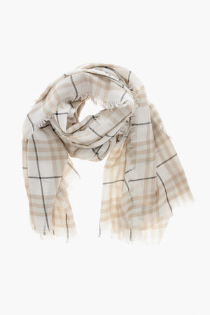 Checked Cashmere Scarf with Fringes