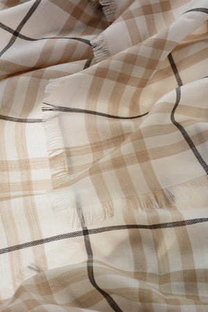 Checked Cashmere Scarf with Fringes